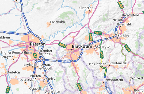 Map Blackburn and Burnley