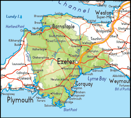 MAp of Devon
